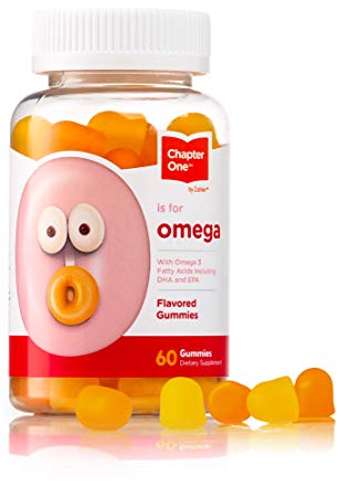 Chapter One Omega 3 Gummies, Chewable Fish Oil with DHA & EPA, Certified Kosher, 60 Flavored Gummies
