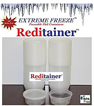 Reditainer Extreme Freeze Deli Food Containers with Lids, 8-Ounce, 40-Pack