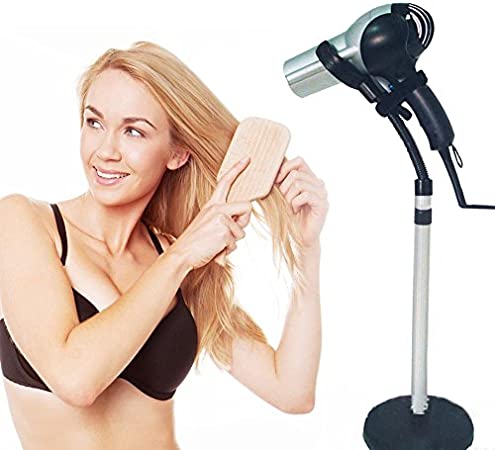 Hair Dryer Styling Stand Holder Adjustable Height Stainless Steel Blow Dryer Rack Hands Free Home Salon Tabletop Appliance Stand Removable Sucking Cup Stand