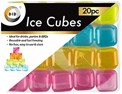 20pc ice Cubes Plastic Assorted Multicolour Reusable Pieces