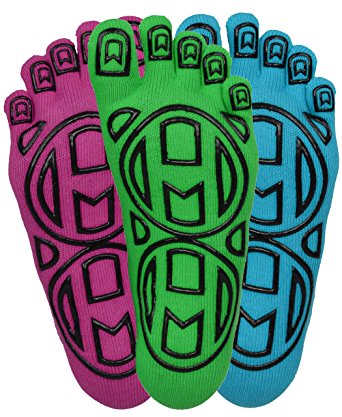 Mato & Hash 5-Toe Exercise "Barefoot Feel" Yoga Toe Socks With NEW Full Grip