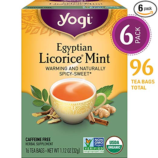 Yogi Tea - Egyptian Licorice Mint - Warming and Naturally Spicy Sweet - 6 Pack, 96 Tea Bags Total