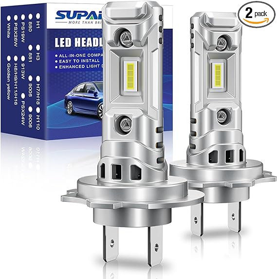 SUPAREE H7 LED Bulb, 600% Super Brightness 24000LM, 1:1 Mini Size H7 LED Bulbs for Low High Beam, No Adapter Required Plug and Play, Non-polarity, 6500K Cool White, Pack of 2