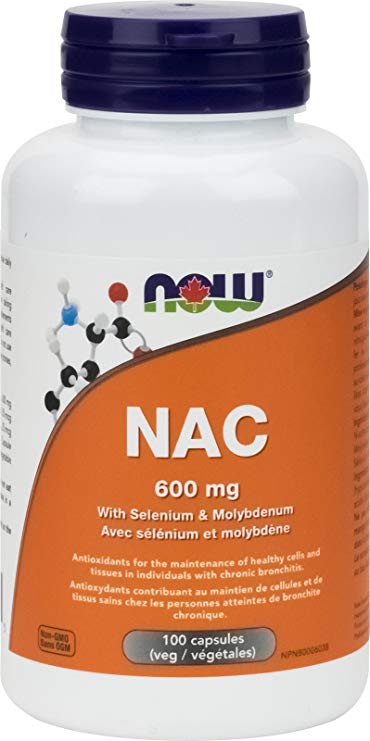 NOW Nac-Acetyl Cysteine Veg Capsules, 600mg, 100 Count