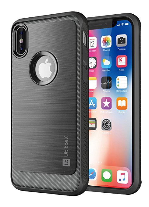 iPhone X Case, Ubittek Resilient Shock Absorption and Carbon Fiber Design Case for iPhone X (Black)