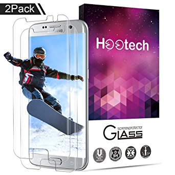 Samsung S7 Edge Screen Protector Hootech [2 Pack] Easy Installation,Bubble Free,9H Tempered Shatterproof Glass Screen Protector Anti-Shatter Film for Samsung Galaxy S7 Edge Screen Protector