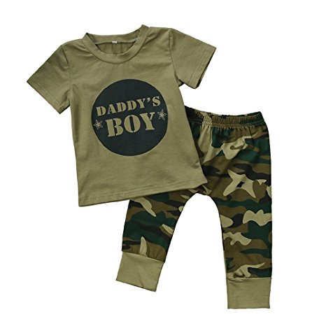 GRNSHTS Baby Girls Boys Daddy’s Baby Camouflage Pants Set