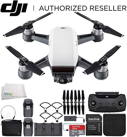 DJI Spark Portable Mini Drone Quadcopter Fly More Combo Bundle (Alpine White)