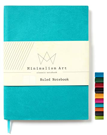 Minimalism Art, Soft Cover Notebook Journal, Composition B5 Size 7.6 X 10 inches, Ruled Lined Page, 192 Pages, Fine PU Leather, Premium Thick Paper - 100gsm, Designed in San Francisco (Blue)