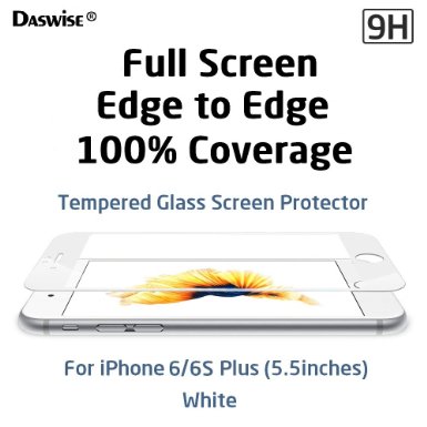 iPhone 6s Plus Screen Protector iPhone 6 Plus Screen Protector Daswisereg 2015 Full Screen Anti-scratch Tempered Glass Protectors with Curved Edge Cover Edge-to-Edge Protect Your 55 Inches SilverGoldRose Gold iPhone 66S Plus Screens from Drops and Impacts HD Clear Bubble-free Shockproof 3D Touch Compatible 55 White