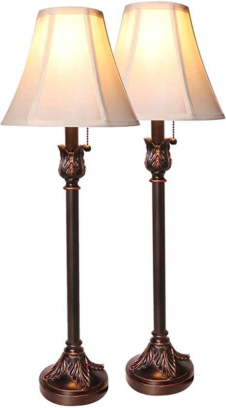 CO-Z Traditional Buffet Lamps Set of 2, Buffet Table lamp in Antique Bronze Finish, Tall Table Lamps for Candlestick Console Sideboard Farmhouse, ETL Certificate.