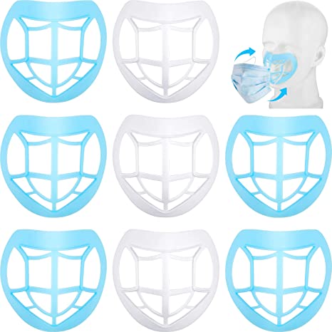 20 Pieces Nose Pads Lipstick Protection Bracket Internal Protective Support Bracket 3D Face Nose Mouth Bracket to Increase Breathing Space Help Breathe Smoothly (White, Blue)