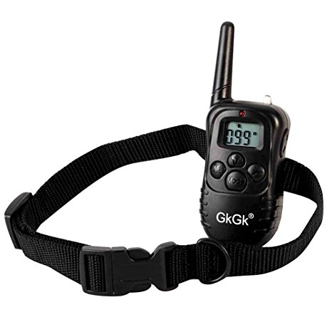 GkGk Shock Collar for Dog Rechargable LCD Remote Shock Trainng Collar 1100 Feet Range Control With Waterproof Design Static Shock and Vibration, Beep, LED Light for Pet