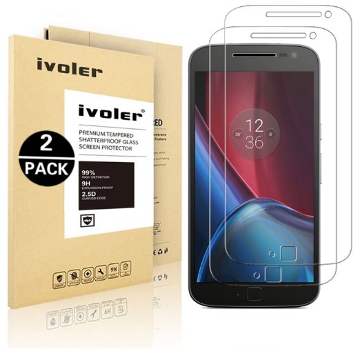 [2 Pack] iVoler [Tempered Glass] Screen Protector for Motorola Moto G Plus (4th Generation) / Moto G4 Plus, [0.2mm Ultra Thin 9H Hardness 2.5D Round Edge] with Lifetime Replacement Warranty