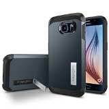 Galaxy S6 Case Spigen HEAVY DUTY Tough Armor Case for Samsung Galaxy S6 EXTREME PROTECTION - Retail Packaging - Metal Slate SGP11336