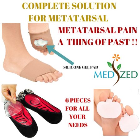 MEDIZED Metatarsal Cushion Silicone Gel Pad Ball Of Foot Pain Fore Foot Shoe Insole Toe Pain Relief