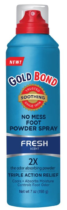 Gold Bond No Mess Foot Powder Spray Fresh 7 Ounce