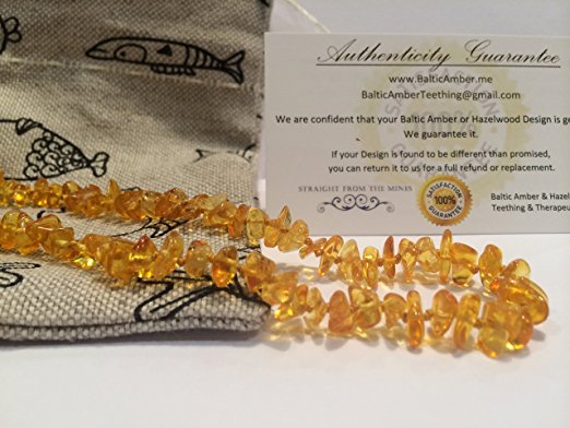 14 Inch Baltic Amber Teething Necklace for Toddler and Big Kid and some adults (Unisex) - Lemon Yellow Anti Flammatory, Drooling & Teething Pain Reduce Properties - Growing Pains. Certificated Natural Oval Baltic Jewelry with the Highest Quality Guaranteed. Easy to Fastens with a Twist-in Screw Clasp Mothers Approved Remedies! 14 inches, Helps some with colic & eczema.