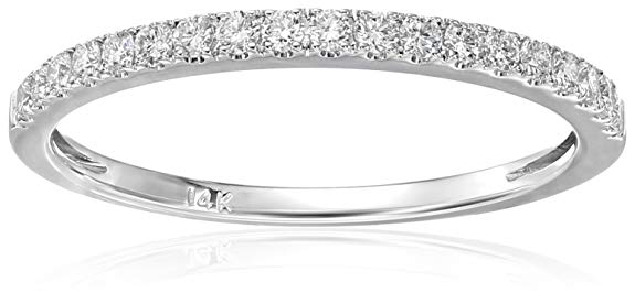 14k White Gold Round Diamond Micro-Pave Wedding Band (1/4cttw, H-I Color, VS2-SI1 Clarity)