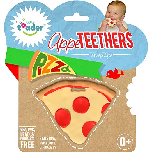 Little Toader Teething Toys - Soft Silicone Food Shaped BPA Free Teethers (Pizza)