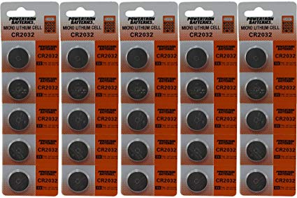 25 CR2032 Powertron Lithium 3V Batteries Size CR2032 Retail Pack 5 PER Pack …