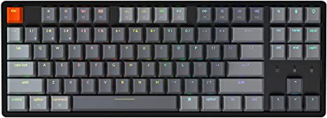 Keychron K8 Wireless Bluetooth/USB Wired Mechanical Keyboard, Hot-swappable Tenkeyless 87 Keys RGB LED Backlit Gateron Red Switch N-Key Rollover, Aluminum Frame for Mac and Windows