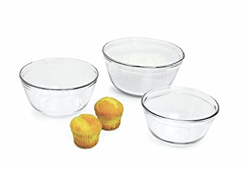 Anchor Hocking 3-Piece Mixing Bowl Set, Clear