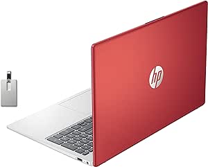 HP 15.6" HD Business Laptop, Intel Pentium N200 Processor, 16GB RAM, 128GB SSD, Intel UHD Graphics, Full Size Keyboard, HD Webcam, WiFi 5, 1 Year Office 365, Win 11, Scarlet Red, 32GB Hotface USB Card