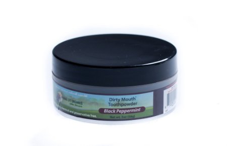 Dirty Mouth Organic Whitening Toothpowder Black Peppermint (1 oz jar 3mo Supply) Healthiest Toothpaste