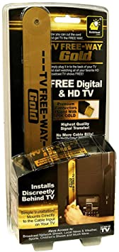 Official As Seen on TV TV Free-Way Gold—TV Antenna with Gold Connectors for Signal Transfer—Free Digital & HD Broadcast Television for Free