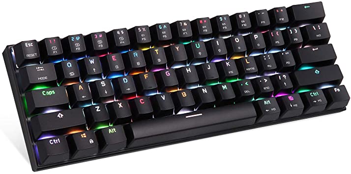 MOTOSPEED 60% Mechanical Gaming Keyboard Compact 61 Keys RGB Backlit Wired/Wireless 3.0 Type-C Gaming/Office Keyboard for PC/Mac/Linux/iPad/iPhone/Smartphone/Laptop Red Switch