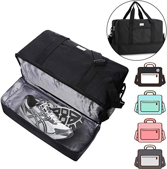 ACECHA Gym Bag Shoes Compartment Shoulder Bag Travel Duffel Bag Swim Bag for Women and Men