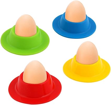 Vicloon Egg Holder Set, 4PCS Silicone Egg Cups Set Egg Cups Stand for Kitchen Boiled Eggs Breakfast