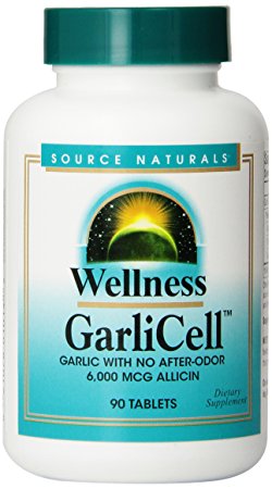 Source Naturals Wellness GarliCell 6000mcg, Garlic with No After-Odor, 90 Tablets