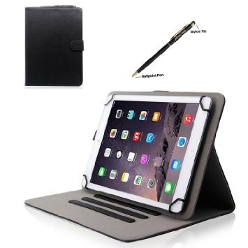 ProCase Universal Folio Case for 9 - 10 inch Tablet, Leather Stand Protective Case Cover for 9" 10.1" Touchscreen Tablet with Multi-angle Stand, Dragon Touch A1X Plus, A1X, A1, M10X, E97, A93, NeuTab N9 Pro, N10, iRulu X1 Pro, X1s, Alldaymall, Polaroid, PolaTab, ProntoTec, ValuePad VP112-10, Goldengulf, FastTouch, Tagital, DeerBrook, Simbans, Acer, Toshiba, RCA, iView, Dell, HP, Android tablet, with a bonus procase stylus pen (Black)