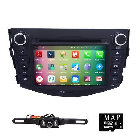 Hizpo Android 5.1 Car DVD Player for Toyota Rav4 2006 2007 2008 2009 2010 2011 2012 Quad Core 7 Inch Hd Capacitive Screen Fm/Am Radio Stereo GPS BT Dvr/usb/sd/SWC/back Camera/DTV/OBD2