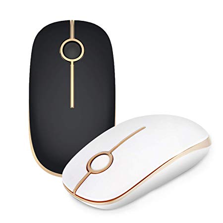 Jelly Comb 2.4G Slim Wireless Mouse with Nano Receiver 2PACK MS001 (Black and White)