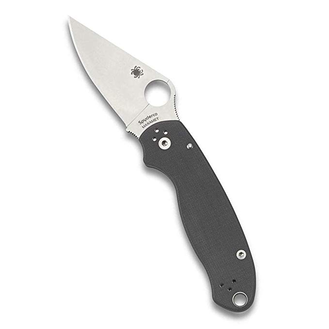 Spyderco para 3 Folding Knife - G-10 Handle with PlainEdge, Full-Flat Grind, Steel Blade and Compression Lock (Dark Gray - Maxamet)
