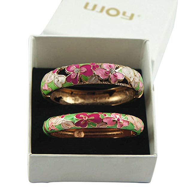 UJOY Bracelet Cloisonne Jewelry Colorful Fashion Opening Hinged Bangles Crafted Enamel Gifts for Women 88A11