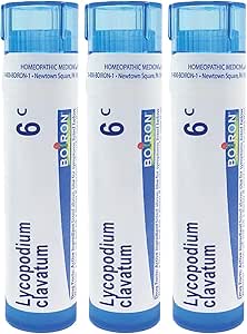 Boiron Lycopodium clavatum 6c, 80 pellets, homeopathic Medicine for Bloated Abdomen Improved by Passing Gas, 3 Count