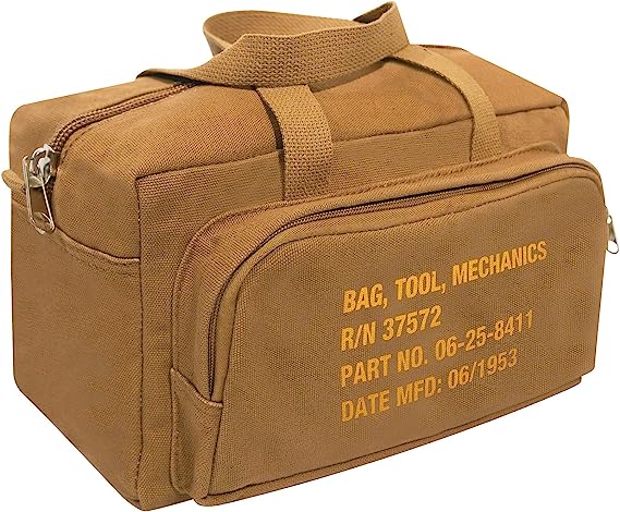 Rothco G.I. Type Zipper Pocket Mechanics Tool Bag With Stencil, One Size, Coyote Brown