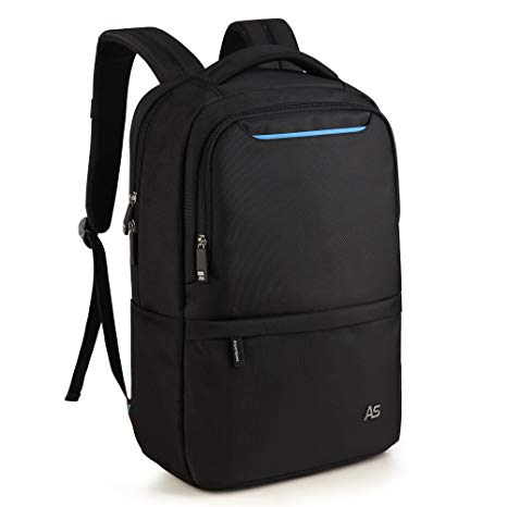 ASPENSPORT Slim Laptop Backpack Fit 15.6 inch Business Travel Computer Bag with Luggage Strap Water Repellent Daypack for Men Black Blue