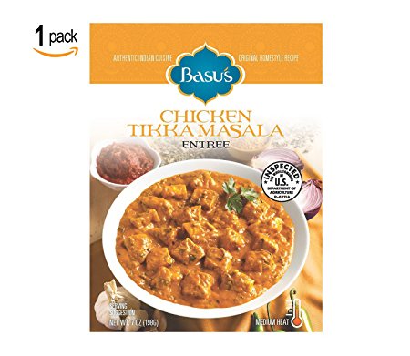 Basu’s HomeStyle Chicken Tikka Masala fully prepared entrée pouch (7oz x 1) - Indian curry flavors from home