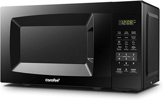 COMFEE' EM720CPL-PMB Countertop Microwave Oven with Sound On/Off, ECO Mode and Easy One-Touch Buttons, 0.7cu.ft, 700W, Black