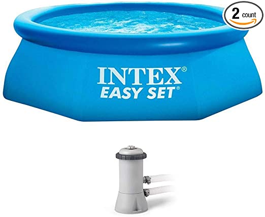 Intex 8ft x 30in Easy Set Inflatable Above Ground Polygonal Pool w/Filter Pump