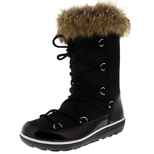 Polar Products Womens Tall Snow Warm Calf Waterproof Durable Outdoor Winter Rain Sneaker Side Zipper Boots