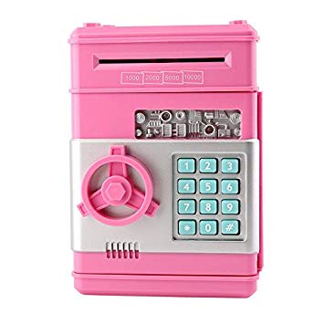 Stylebeauty Electronic Password Piggy Bank Cash Coin Can Money Locker Auto Insert Bills Safe Box Password ATM Bank Saver Birthday Gifts for Kids ( PINK )