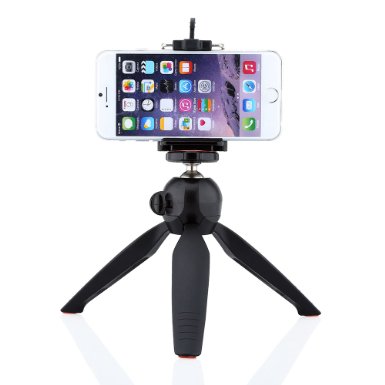 Cell Phone TripodYunteng Mini Tripod  Universal Holder Clip for Digital Camera and iPhone 6 Plus 6 5S 5C 4S and Samsung Galaxy S6 S6 edge S5 S4 S3 Note 4 3 2 and other cell phones Black