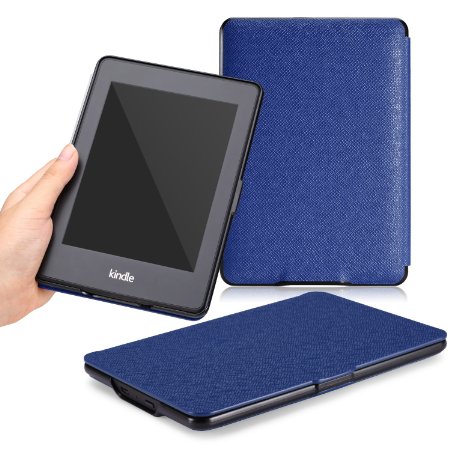 MoKo Case for Kindle Paperwhite, Premium Thinnest and Lightest Leather Cover with Auto Wake / Sleep for Amazon All-New Kindle Paperwhite (Fits All 2012, 2013 and 2015 Versions), INDIGO