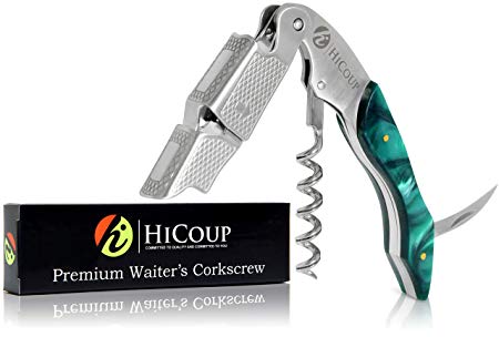 Professional Waiter’s Corkscrew by HiCoup – Jade Resin Handle All-in-one Corkscrew, Bottle Opener and Foil Cutter, the Favored Choice of Sommeliers, Waiters and Bartenders Around the World